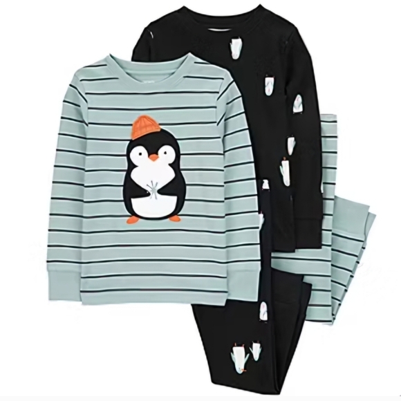 Carter's Black and Blue Penguin Pajama Set - Picture 1 of 2